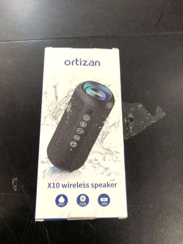 Photo 1 of Ortizan X10 Black & Teal Portable Bluetooth Speaker, IPX7 Waterproof Wireless Speaker with 24W Loud Stereo Sound, Outdoor Speakers with Bluetooth 5.3, 30H Playtime,66ft Range, Dual Pairing