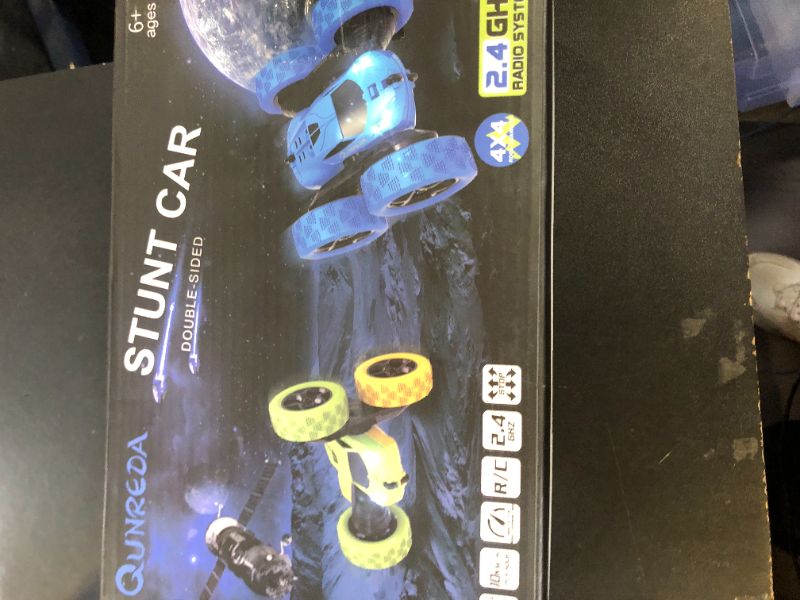 Photo 1 of QUNREDA Remote Control Car, RC Cars Toys for Kids Ages 6-12, 4WD Stunt Car with LED Lights & 360° Flips, 2.4GHz, Upgraded USB-C Modular Batteries, 8-10 Year Old Boys Birthday Gift 1-Blue