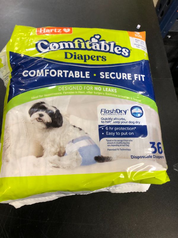 Photo 1 of Hartz Disposable Dog Diapers, Size S 36 count, Comfortable & Secure Fit, Easy to Put On