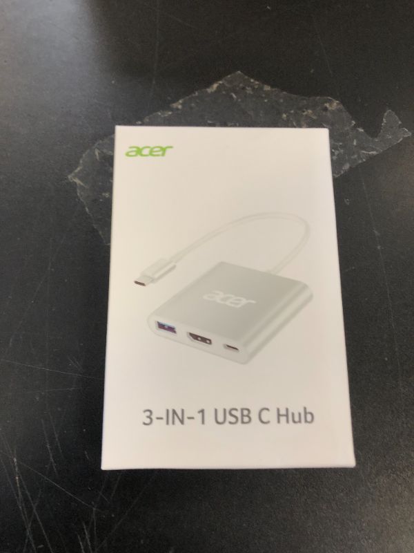 Photo 1 of Acer USB C to HDMI Adapter, 4K USB C Hub with 100W PD, USBA 3.0 Port, HDMI to USBC Multiport Digital AV Converter for MacBook Pro/Air, iPad, Tablets, Switch, TV, Monitor and More (Silver)