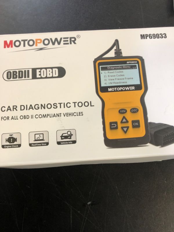 Photo 1 of MOTOPOWER MP69033 Car OBD2 Scanner Code Reader Engine Fault Scanner CAN Diagnostic Scan Tool for All OBD II Protocol Cars Since 1996, Yellow