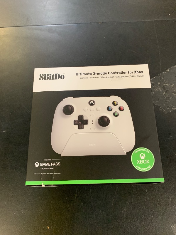 Photo 1 of 8Bitdo Ultimate 3-Mode Controller, Hall Effect Joysticks, Pro Back Buttons, Wired Only for Xbox Series X|S & Xbox One, Compatibility with Apple, Windows & Android, Officially Licensed (White)