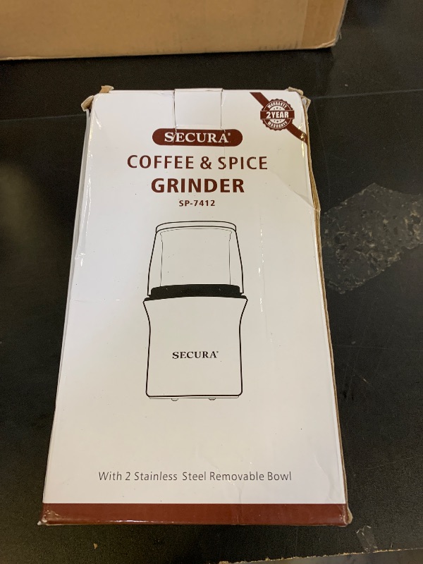 Photo 1 of Secura Electric Coffee Grinder and Spice Grinder with 2 Stainless Steel Blades Removable Bowls