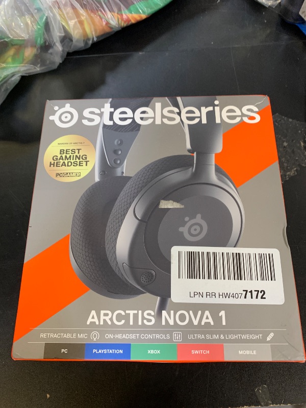Photo 1 of SteelSeries Arctis Nova 1 Multi-System Gaming Headset — Hi-Fi Drivers — 360° Spatial Audio — Comfort Design — Durable — Ultra Lightweight — Noise-Cancelling Mic — PC, PS5/PS4, Switch, Xbox - Black