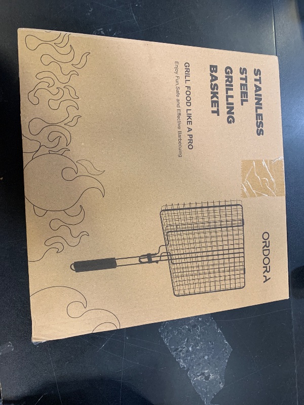 Photo 1 of ORDORA Grill Basket, Fish Grill Basket, Rustproof Stainless Steel BBQ Grilling Basket for Meat,Steak etc, Grill Accessories,Grilling Gifts for Men Dad