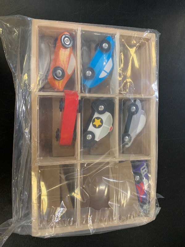 Photo 1 of Melissa & Doug Wooden Town Vehicles Set in Wooden Tray (9 pcs) Vehicle Toys, Toy Cars For Toddlers And Kids Ages 3+