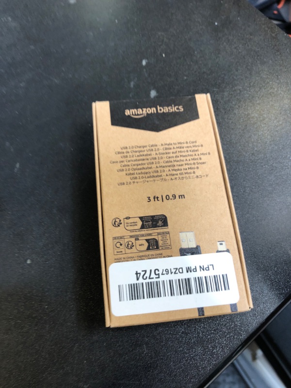 Photo 1 of Amazon Basics USB-A to Mini USB 2.0 Cable, 480Mbps Transfer Speed with Gold-Plated Plugs, 3 Foot, Black