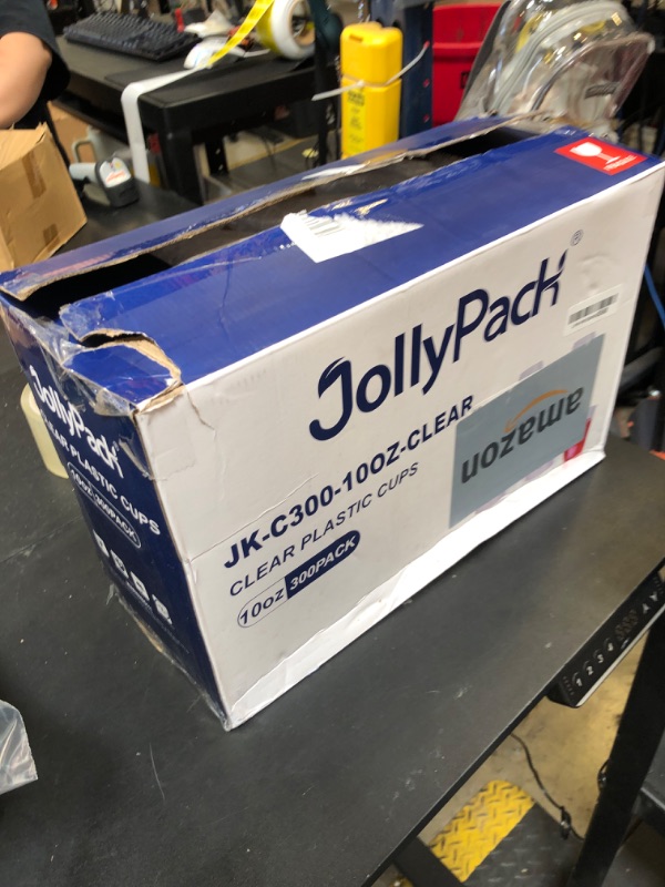 Photo 1 of JollyPack 300 Pack Clear Plastic Cups 10 OZ Disposable Heavy-duty Hard Drinking Cups for Christmas, Wedding, Home, Dinner and other Events