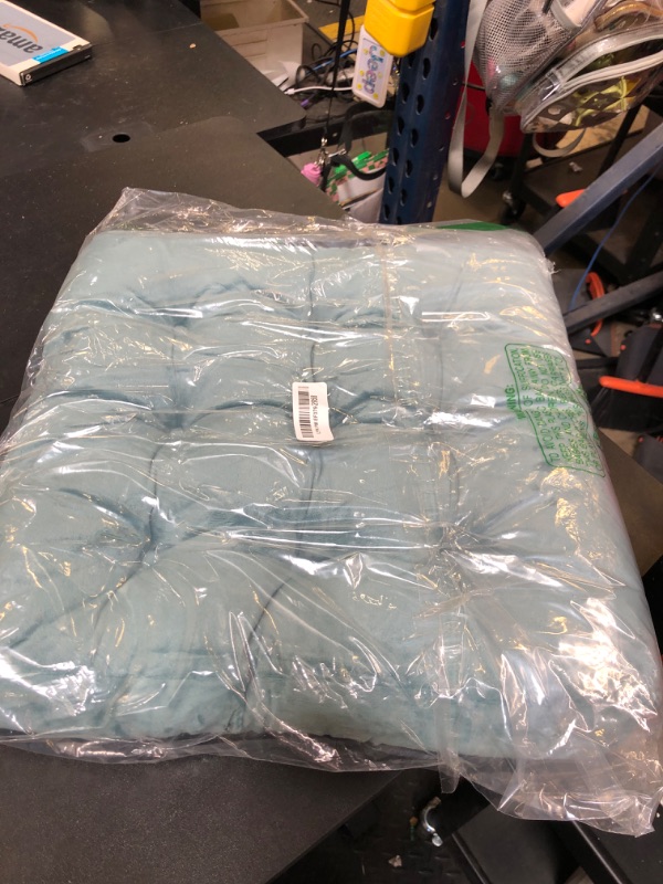 Photo 1 of vctops Velvet Solid Chair Pad Super Soft Plush Washable Square Seat Cushion for Kitchen Dining Room (Blue,18" x 18")