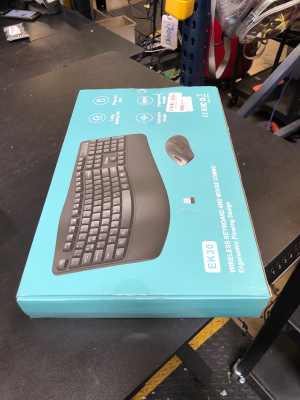 Photo 1 of Wireless Keyboard and Mouse Combo,2.4G Full Size Wave Keys Ergonomic Keyboard with Wrist Rest for Natural Typing, 3 DPI Adjustable Ergonomic Silent Mouse for Computer/Laptop/Windows/Mac (Black)