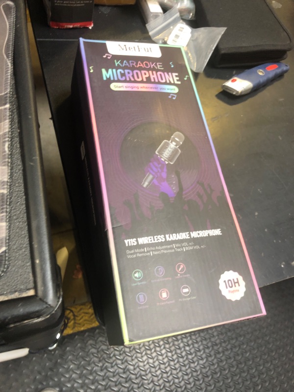 Photo 1 of MetFut Wireless Bluetooth Karaoke Microphone, Built-in Loud Speaker for 10H Playback, Add Reverb/Duet Mode/Earbuds Monitoring, Portable Karaoke Machine for Entertainment & Singing Practice (Gray)