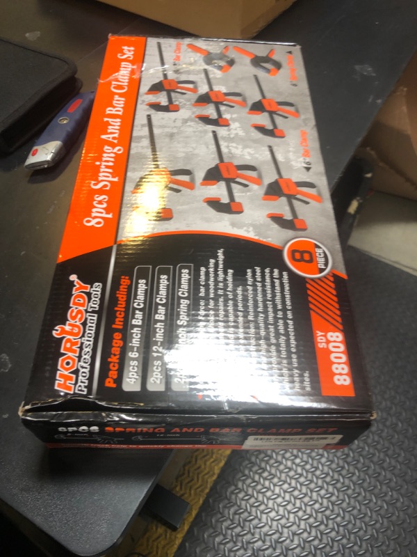 Photo 1 of HORUSDY 8-Pack Bar Clamps for Woodworking, 12" and 6" Bar Clamps, Wood Working Clamp Sets, Quick Clamps F Clamp with 150 LBS Load Limit (8-Pack Wood Clamps)