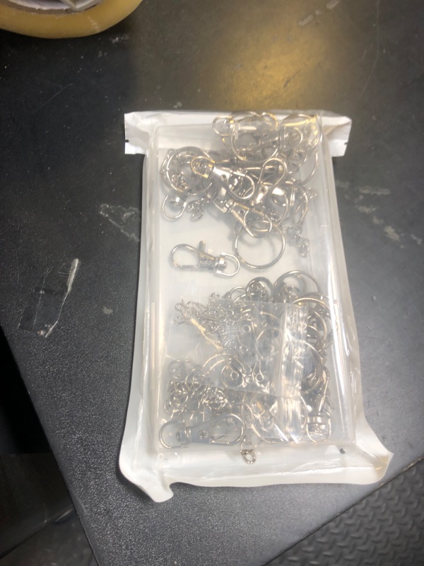 Photo 1 of 120PCS Swivel Snap Hook with Key Chain Rings Set, 30 PCS Swivel Lobster Clasp,30PCS Key Ring with Chain, 30 pcs Jump Rings and 30pcs Screw Eye Pins for Keychain Lanyard, Crafts and Jewelry Making