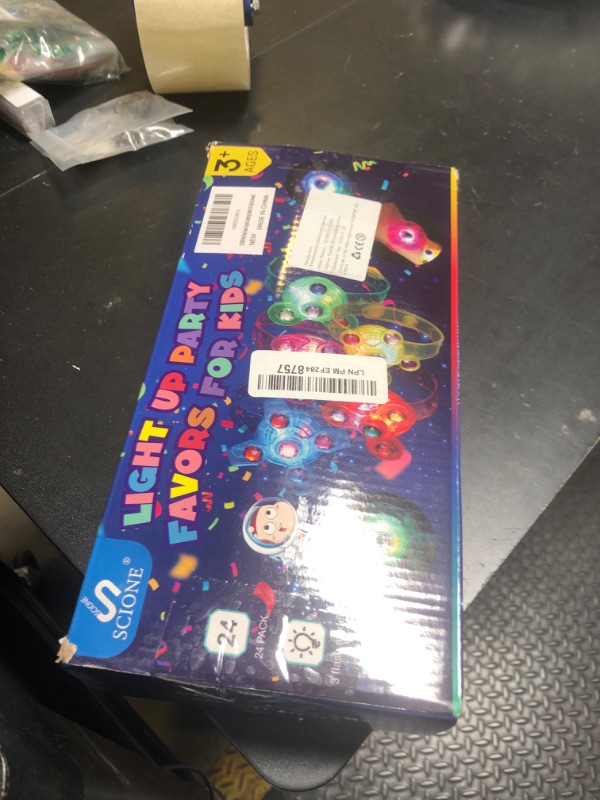 Photo 1 of SCIONE 24 Pack LED Light Up Fidget Spinner Bracelets, Glow in The Dark Party Favors for Kids 4-8 8-12, Treasure Box Toys, Birthday Gifts, Carnival Prizes, Goodie Bags Stuffers for Kids