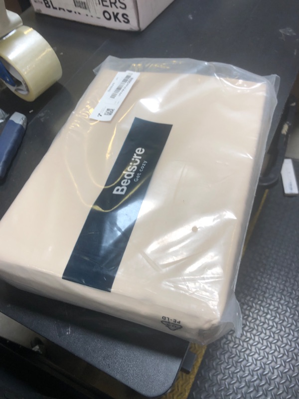 Photo 1 of Bedsure King Size Sheet Set, Cooling Sheets King, Rayon Derived from Bamboo, Deep Pocket Up to 16", Breathable & Soft Bed Sheets, Hotel Luxury Silky Bedding Sheets & Pillowcases, Beige