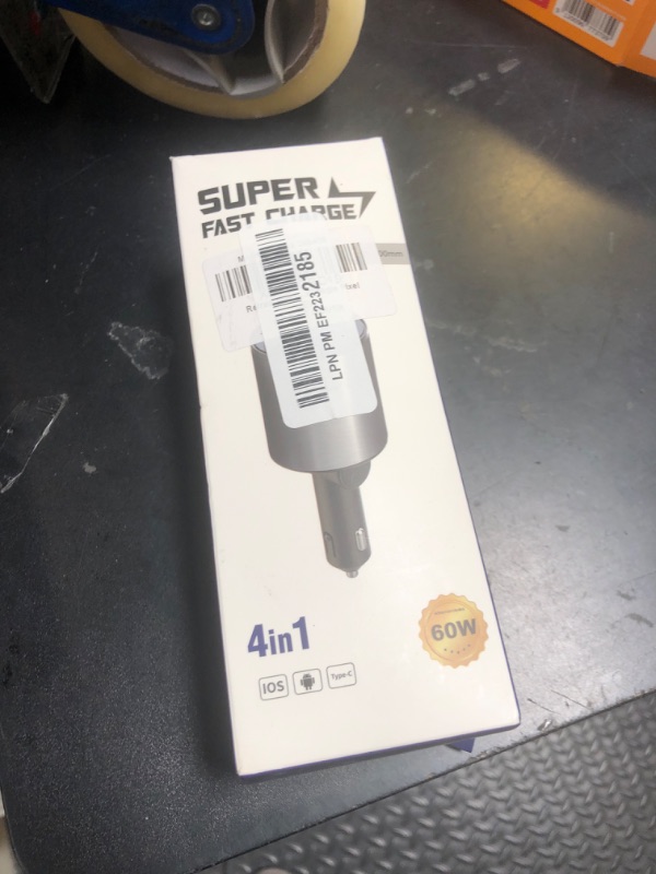 Photo 1 of Retractable Car Charger, 4 in 1 Super Fast Car Phone Charger 60W, 2 Retractable Cables and 2 USB Ports Car Charger Adapter,Compatible with iPhone 16/15/14/13/12/11,Air-Pods 4,Galaxy,Pixel