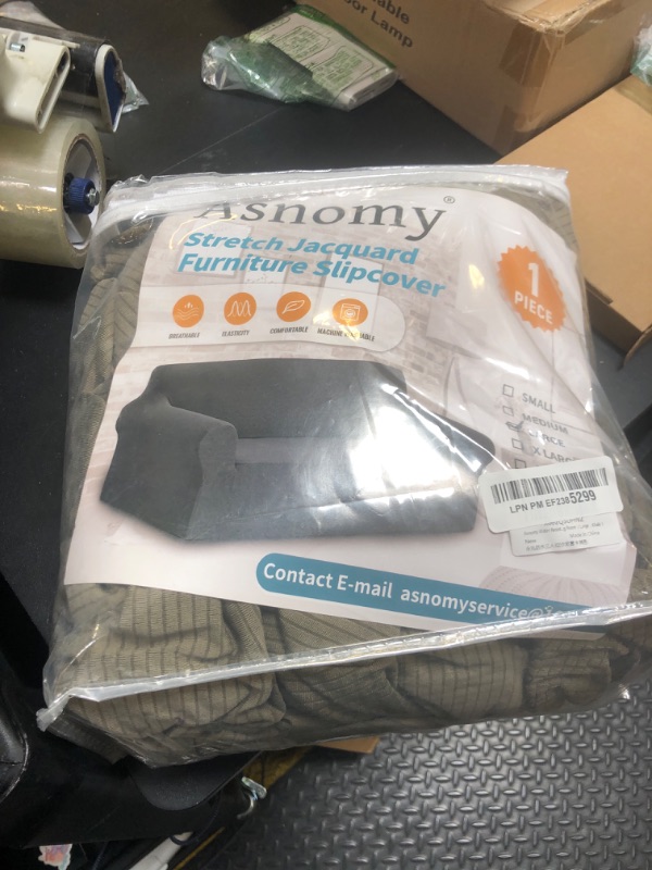Photo 1 of Asnomy Couch Covers for 3 Cushion Couch Stretch Sofa Covers Slipcovers, Pet Protector Furniture Covers for Dogs Cats Spandex Jacquard Fabric Small Checks ?Large?Khaki?