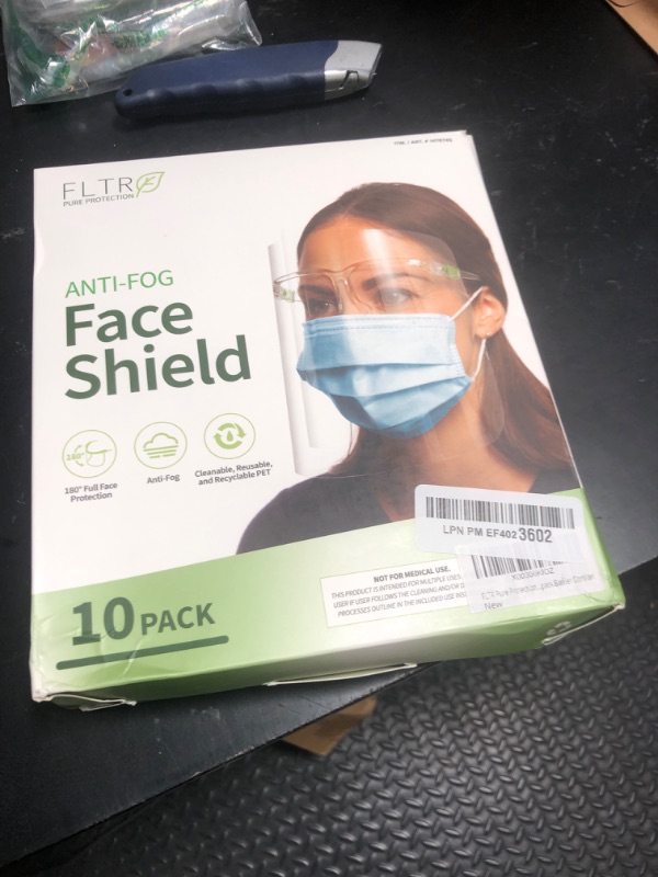 Photo 1 of FLTR Pure Protection Anti-Fog Face Shields 10-pack Barrier Comfort
