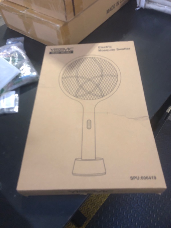 Photo 1 of YISSVIC Electric Fly Swatter 4000V Bug Zapper Racket Dual Modes Mosquito Killer with Purple Mosquito Light Rechargeable for Indoor Home Office Backyard Patio Camping