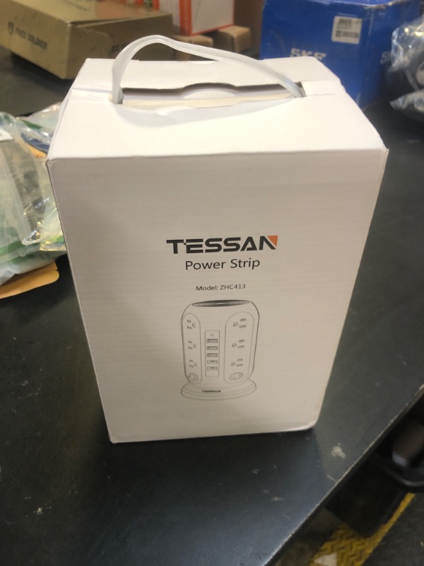 Photo 1 of Tower Power Strip with Individual Switches, TESSAN Surge Protector with 12 Outlets, 5 USB Ports(2 USB C), Flat Extension Cord 10 Ft, Flat Plug, Charging Station for Multiple Devices, for Office, Dorm