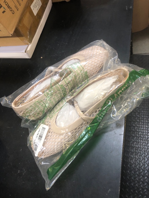 Photo 1 of Rihero Mesh Ballet Flats Shoes for Women Comfortable Nude Ballerina Flats Fishnet Buckle Strap Mary Jane Flats Size 7.5