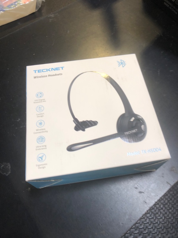 Photo 1 of TECKNET Bluetooth Headset, Wireless Headset with Noise Canceling Microphone for Trucker, On-Ear Bluetooth Headphone with Mute Mic for Work