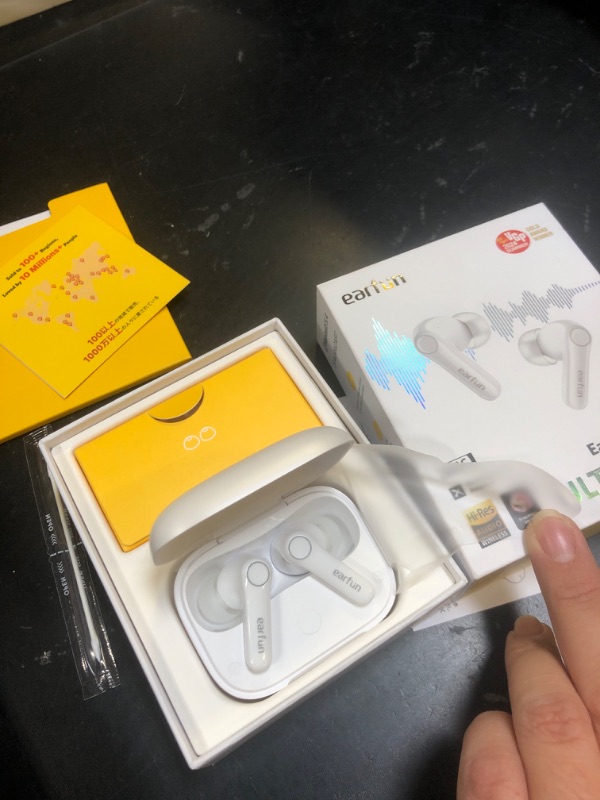 Photo 1 of EarFun Air Pro 4 Adaptive Hybrid Noise Canceling Wireless Earbuds, Qualcomm Snapdragon Sound, aptX Lossless, 6 Mics AI CVC 8.0 Call, LDAC Hi-Res Audio, 52H Playtime, Bluetooth 5.4 (Glossy White)