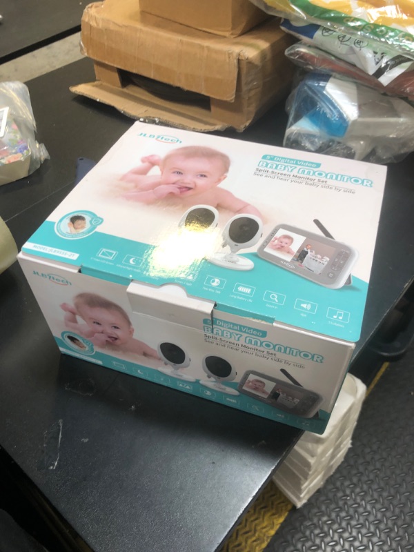 Photo 1 of 5" LCD Split Screen with 2 Cameras, Baby Monitor with Camera and Audio, Auto Night Vision, 2-Way Talk, VOX and Temperature Sensor, Video Baby Monitor No WiFi with 1000ft Range, 3000mAh Battery