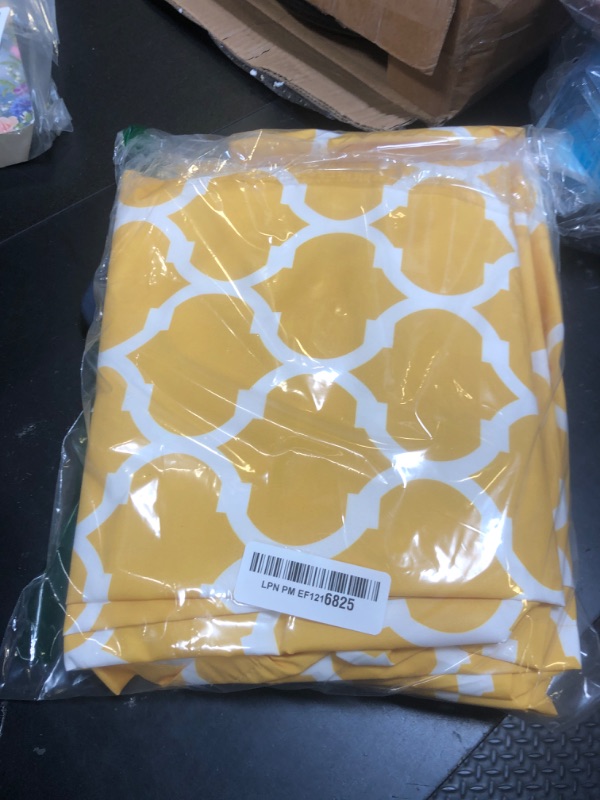 Photo 1 of Smiry 2 Pack Rectangle Table Cloth 8 Foot, Waterproof Elastic Fitted Tablecloths, Windproof Washable Polyester Table Cover for Picnic, Camping, Outdoor (Yellow, 30"x96")