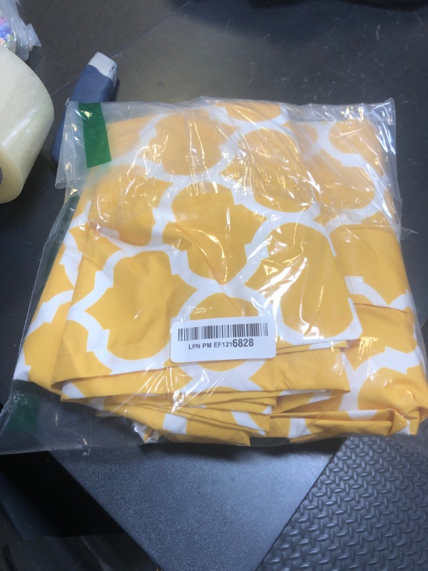 Photo 1 of Smiry 2 Pack Rectangle Table Cloth 8 Foot, Waterproof Elastic Fitted Tablecloths, Windproof Washable Polyester Table Cover for Picnic, Camping, Outdoor (Yellow, 30"x96")