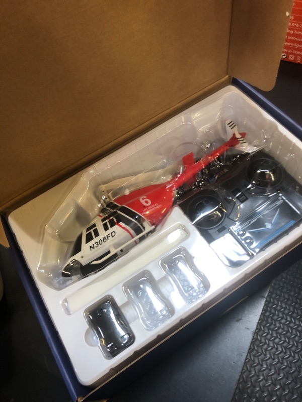 Photo 1 of Hylukon C138 Remote Control Helicopter, 1:33 Scale Bell206 Helicopter 2.4G 4CH RTF Single Propeller Aileron Free, Six-axis Gyroscope, Modular Battery, One-Touch Function Gift for Adults 2 Batteries