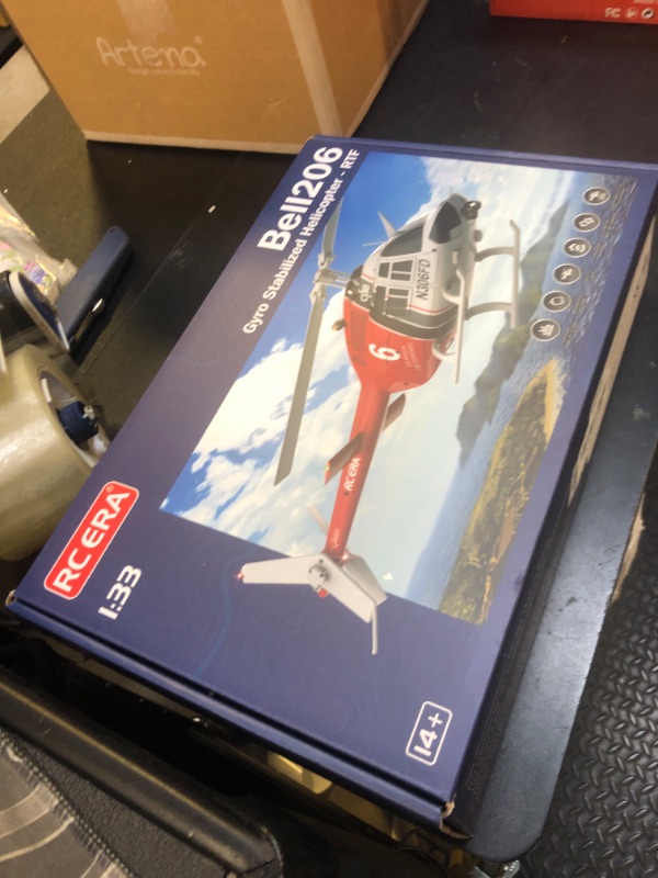 Photo 1 of Hylukon C138 Remote Control Helicopter, 1:33 Scale Bell206 Helicopter 2.4G 4CH RTF Single Propeller Aileron Free, Six-axis Gyroscope, Modular Battery, One-Touch Function Gift for Adults 2 Batteries