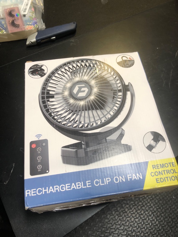 Photo 1 of 24000mAh Clip on Fan for Golf Cart - 8-inch Portable Rechargeable Fans - Max Up to 150Hrs Work Time - Battery Operated Fan with LED, Remote, Timers, Hook for Office, Desk, Camping, Tent, Treadmill