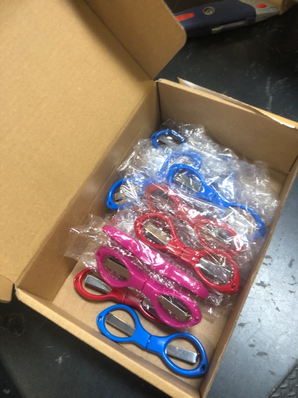 Photo 1 of 50 Pcs Mini Folding Scissors Small Foldable Travel Stainless Steel Portable Shears Bulk Badge Scissors for Nurses Glasses Shaped Anti Rust Sewing Cutter for Nurse Week Gifts School Office