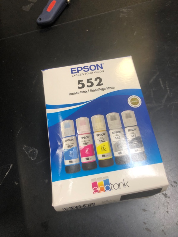 Photo 1 of EPSON 552 EcoTank Ink Ultra-high Capacity Bottle Five Color Combo Pack (T552920-S) Works with EcoTank Photo ET-8500, ET-8550