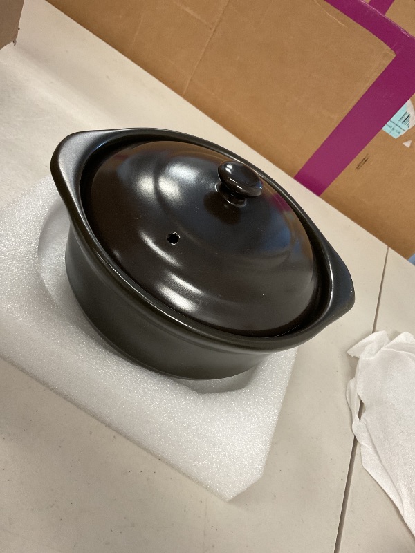Photo 1 of Clay Pot for Cooking with Lid 1.9 Quart Ceramic Cooking Pot Ceramic Cookware Heat-resistant Casserole Dish with Lid Korean Stone Pot Cookware for Cooking Hot Pot Soup Meat Rice