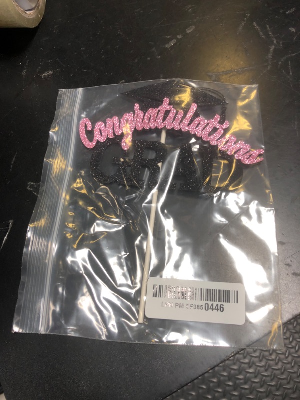 Photo 1 of Congratulations Grad Cake Topper, Congrats Grad Cake Decorations, Class of 2025 Party Decor, High School/College/University Graduation Party Decorations (Black and Pink)