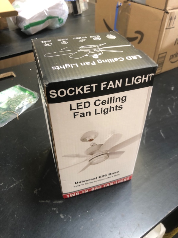 Photo 1 of Fanspex 20.5'' Socket Fan Light with Memory Function, 5 Fan Speeds with Adjustable Light for Bedroom, Kitchen, Living Room, 8 Hours Timer, White (Remote need Paired before Use)