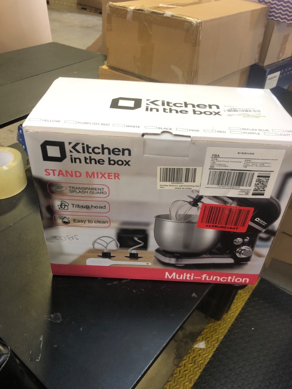Photo 1 of Stand Mixer, Kitchen in the box 3.2Qt Small Electric Food Mixer,6 Speeds Portable Lightweight Kitchen Mixer for Daily Use with Egg Whisk,Dough Hook,Flat Beater (Red)