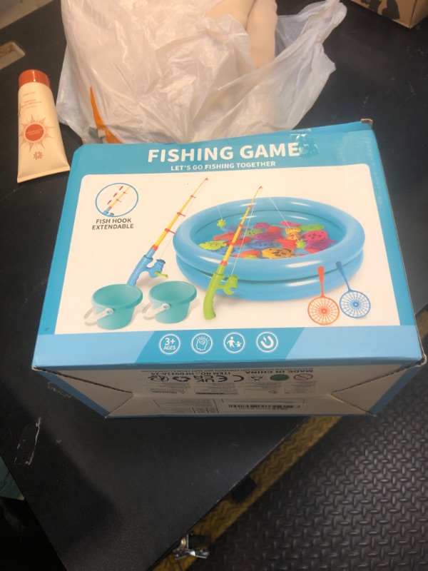 Photo 1 of NIPLOOOW Pool Fishing Toys Games, Water Table Bathtub Toy with Inflatable Pool Pole Rod Net Plastic Floating Fish, Birthday Gifts for Kids Age 3 4 5 6 Year Old,Kids Outdoor Toys