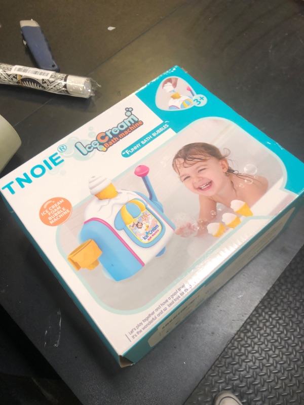 Photo 1 of Bath Toys for Toddlers Ages 3-5,Ice Cream Foam Maker Bathtub Toy with Snap Buttons Not Fall,Bathtub Bubble Machine Pretend Cake Play Set for Kids Boys Girls 2 3 4 5 Years Old