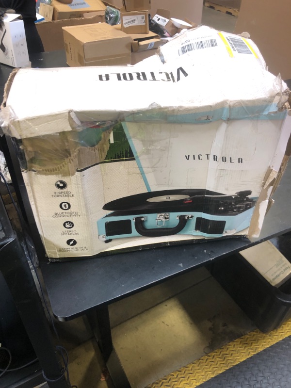Photo 1 of Victrola Journey Bluetooth Portable Suitcase Record Player – with Built-in Speakers, 3 Speed Vinyl Record Player, RCA Out, Headphone Jack (Turquoise)