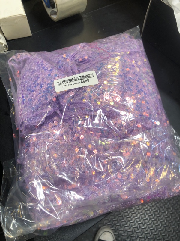 Photo 1 of Remagr 6 Pcs Iridescent Sequin Table Runner 12 x 72 Inch Mermaid Table Runner Glitter Sequin Tablecloth for Wedding Birthday Party Ceremony Supplies Decor (Purple)