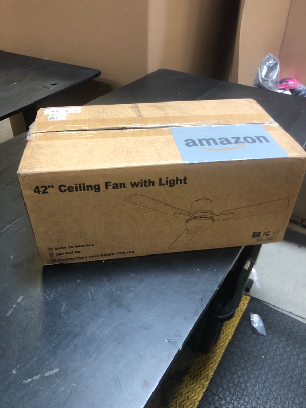 Photo 1 of OSTIVE Ceiling Fans with Lights and Remote: 42 Inch Modern Black Ceiling Fan, Low Profile Flush Mount, Quiet Reversible DC Motor & 3CCT Dimmable LED for Bedroom Living Room Kitchen Indoor Outdoor