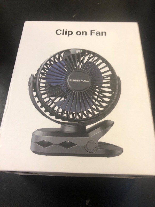 Photo 1 of SWEETFULL Portable Clip on Fan - Battery Operated Stroller Fan, 4000mAh Small Rechargeable Fans with LED Display, 4 Speeds, Mini Personal Cooling Desk Cooler for Golf Cart Travel Camping Gym (Black)