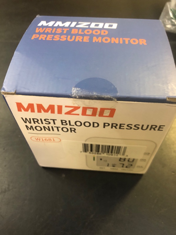 Photo 1 of MMIZOO Wrist Blood Pressure Monitor Large LCD Display BP Machine Adjustable Cuff 5.31-7.68 inch Automatic 99x2 Sets Memory with Carrying Case for Home Use (W1681)