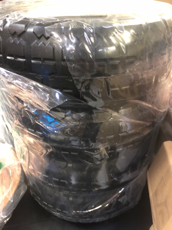 Photo 1 of AR-PRO (4-Pack) 4.10/3.50-4" Flat Free Tire and Wheel - 10 Inch Solid Rubber Tires with 5/8" Bearings, 2.2" Offset Hub - Compatible with Garden Wagon Carts,Hand Truck,Wheelbarrow,Dolly,Utility Cart