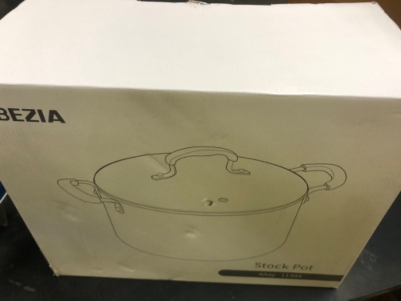 Photo 1 of 8 Quart Pot with Lid, BEZIA Ceramic Nonstick Stock Pot with Lid, Induction Ready, Large Cooking Pot with Silicone Handle, Compatible with All Cooktops, Dishwasher Safe