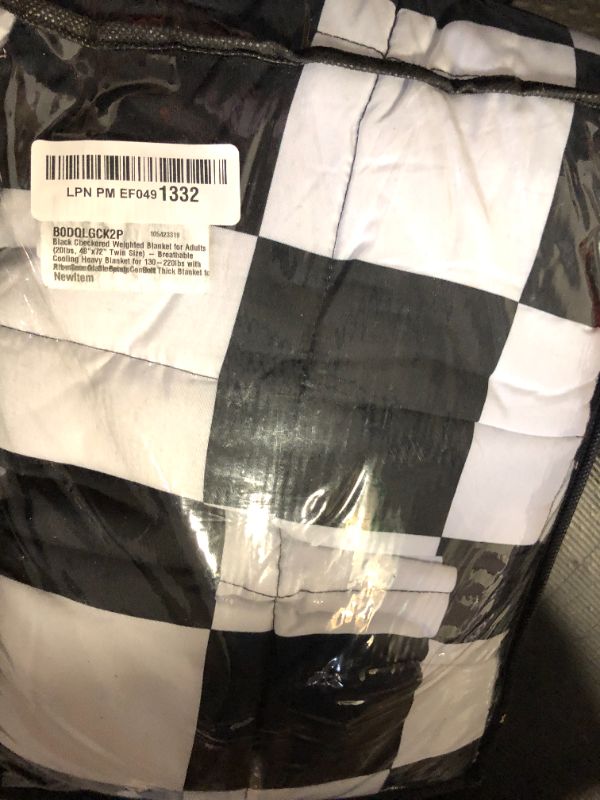 Photo 1 of Black Checkered Weighted Blanket for Adults 20lbs, 48"x72" Twin Size, Cooling Heavy Blanket for 130-220lbs with Premium Glass Beads, Soft Thick Big Blankets for All-Season Sleeping Comfort Breathable