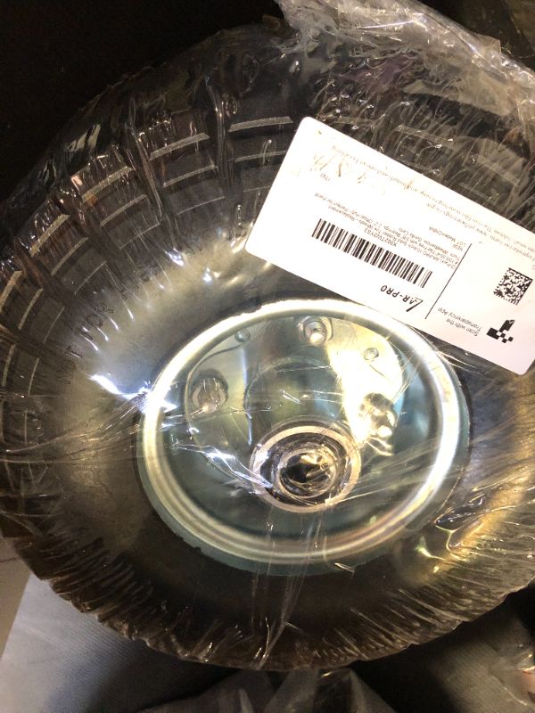 Photo 1 of AR-PRO (2-Pack) 10-Inch Solid Rubber Tire Wheels - Replacement 4.10/3.50-4" Flat Free Tire with 5/8" Bearings, 2.2" Offset Hub - Compatible with Hand Truck, Wheelbarrow, Dolly, Gorilla Carts